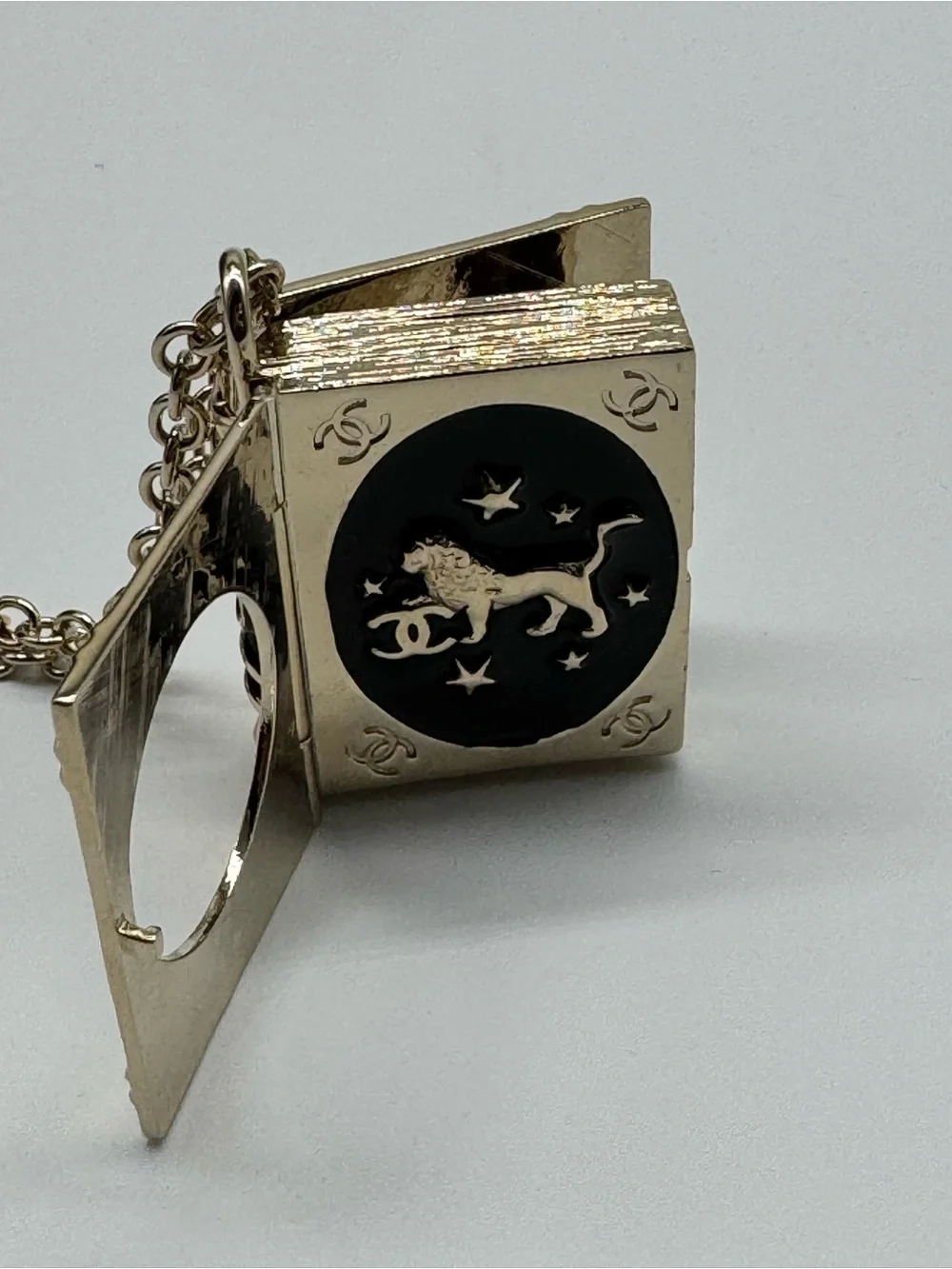 CHANEL Gold-Tone Book Locket Necklace